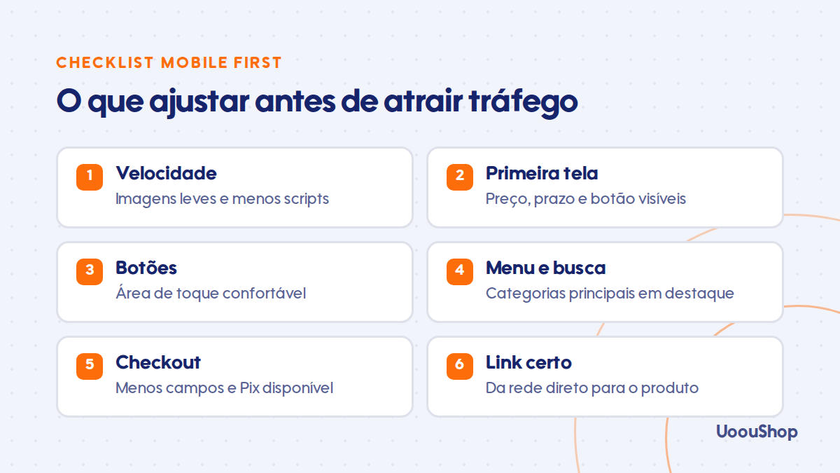 Checklist de ajustes mobile first para a loja virtual